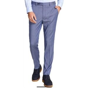 New Men's Ben Sherman Skinny‎ Fit Blue Check Stretch Suit Dress Pants 32 x 32